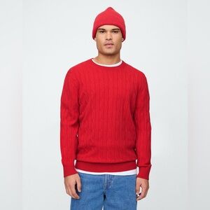 Men’s GAP CashSoft Cable-Knit Crewneck Sweater | Red | NWT | Size L
